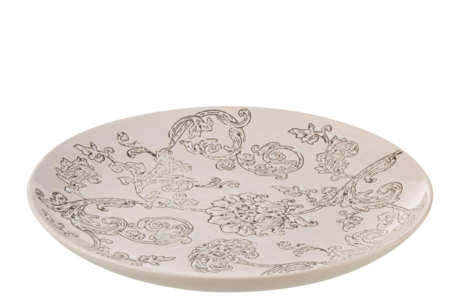 PLATE DECORATIVE ZEN PORCELAIN WHITE/BLACK