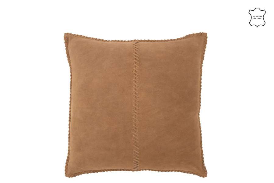 CUSHION CENTRE LINE LEATHER CAMEL