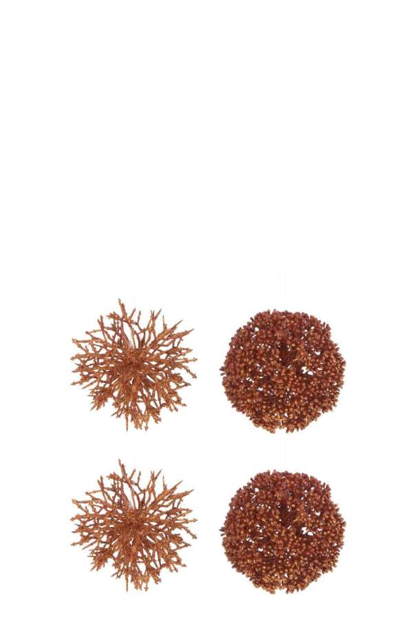 BOX OF 4 BALL HANGER ROUND/CORAL PLASTIC ORANGE RUST