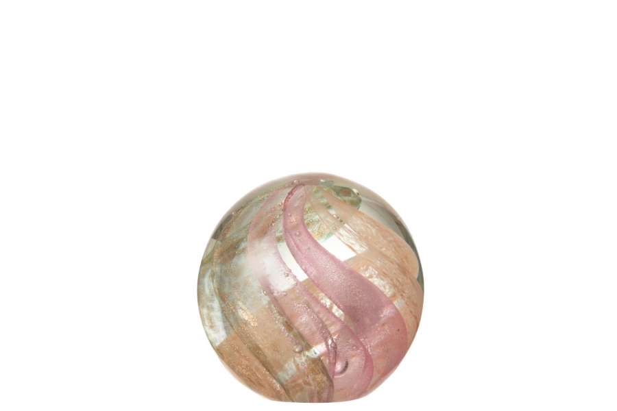 PAPERWEIGHT HURICCANE GLASS GOLD/PINK MEDIUM