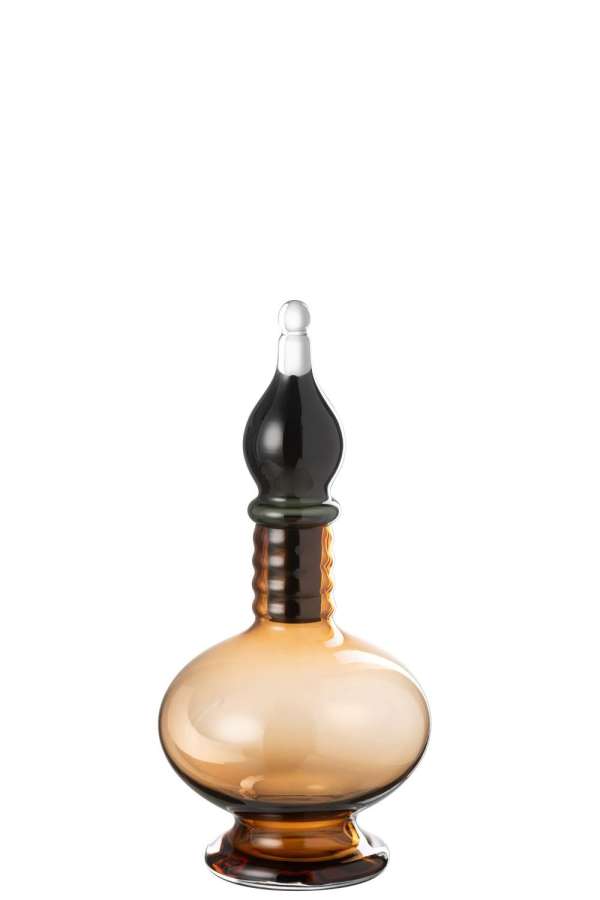 VASE+CAP PHIAL DECO JO GLASS BROWN SMALL