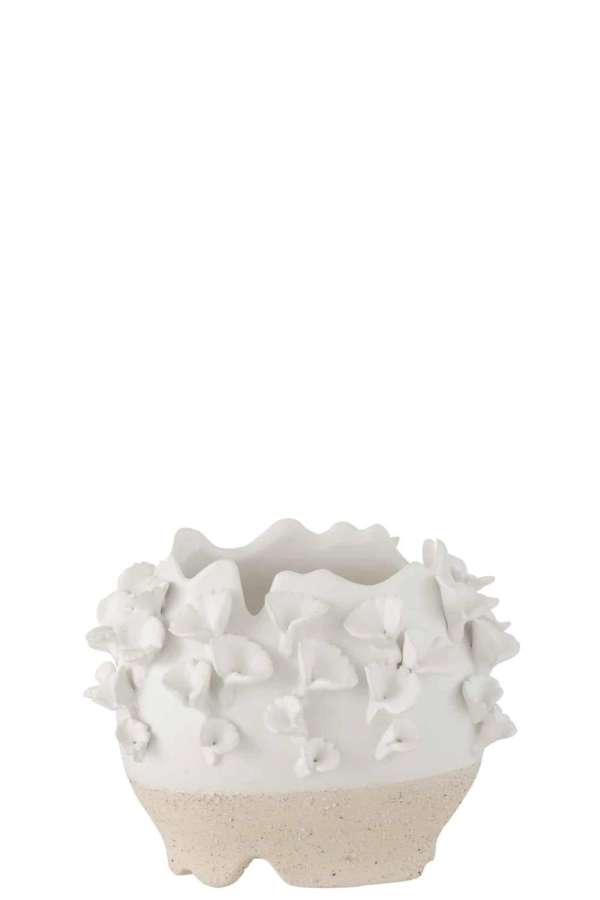 FLOWERPOT ANEMONE CERAMIC WHITE/BEIGE
