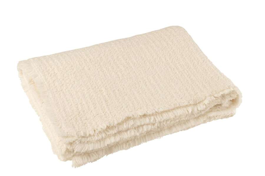 PLAID FRAYED EDGES COTTON/POLYESTER WHITE