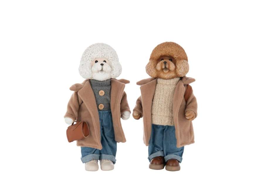 POODLE CLOTHE+BAG POLYRESIN MULTICOLORED LARGE ASSORTMENT OF 2