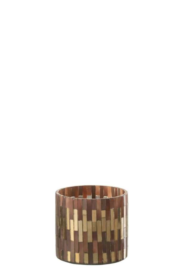 TEALIGHTHOLDER CHIC GLASS BROWN/GOLD SMALL