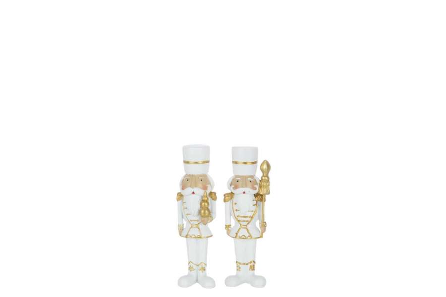 NUTCRACKER RESIN WHITE/GOLD SMALL ASSORTMENT OF 2