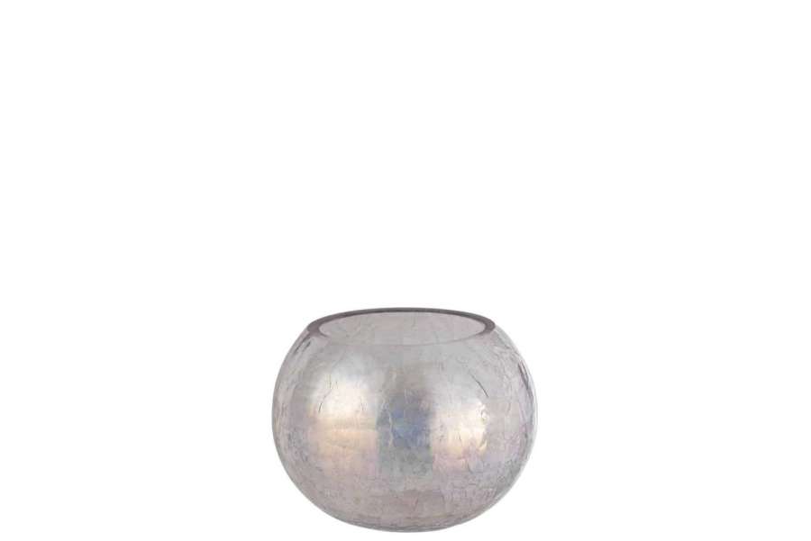 HURRICANE LIGHT BALL CRAQUELURE GLASS PEARL EFFECT PURPLE MEDIUM