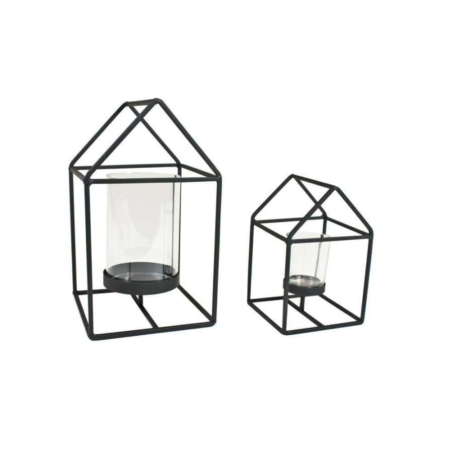 Hus Metall M/Lysholder Liten 12X17Cm