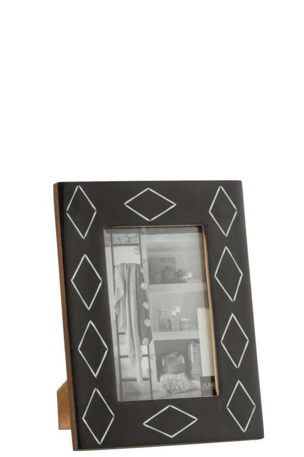 PHOTOFRAME RECTANGLE PATTERN RESIN BLACK/WHITE SMALL