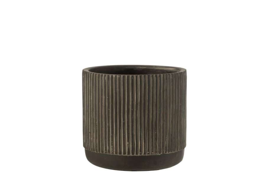 FLOWERPOT LINE CERAMIC BLACK/BROWN LARGE