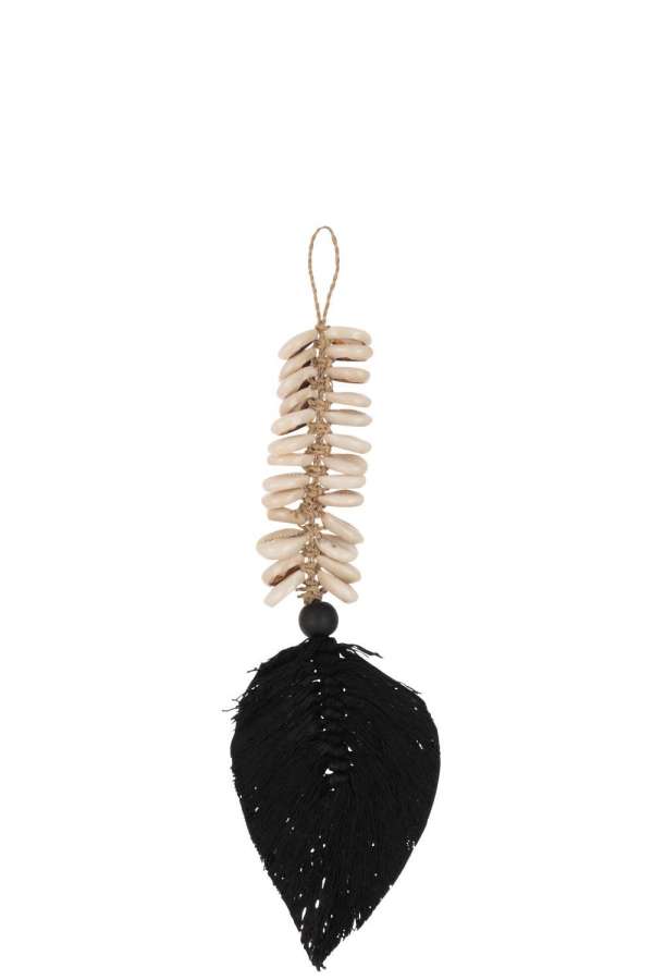HANGER FEATHER SHELLS COTTON BLACK