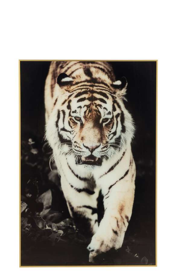 WALL DECORATION TIGER GLASS/ALUMINIUM BLACK/GOLD