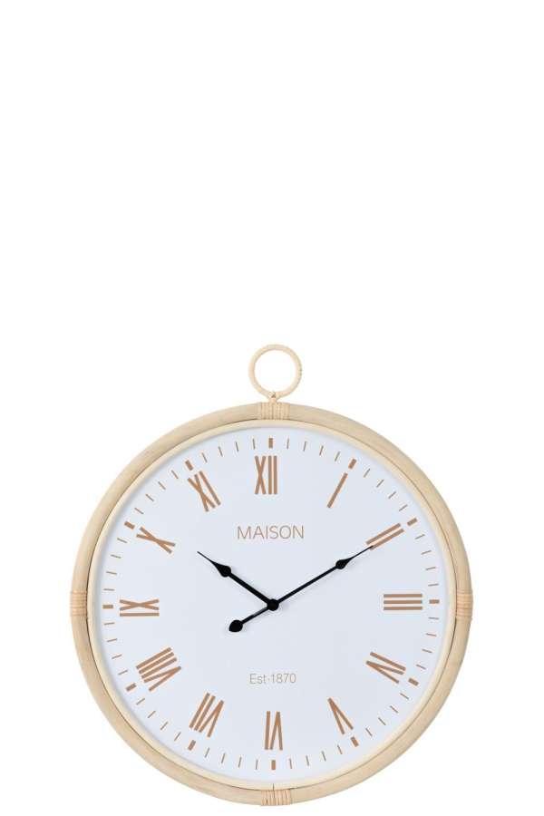WALL CLOCK KYR RATTAN/MDF NATURAL/WHITE MEDIUM