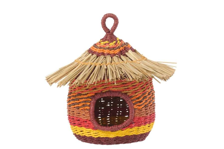 BIRDHOUSE STRIPED PAPER TERRACOTTA/ORANGE LARGE