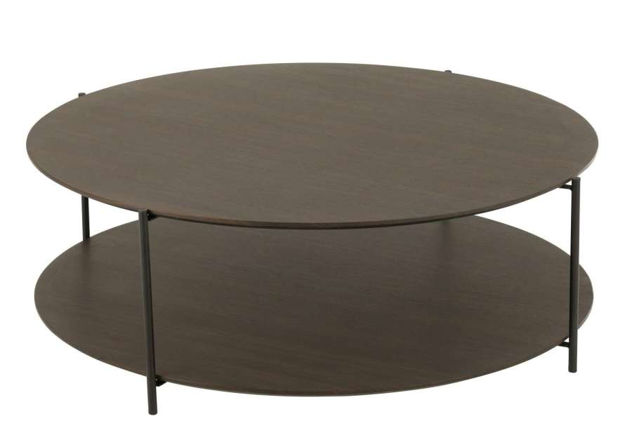 COFFEE TABLE ROUND MDF/METAL DARK BROWN LARGE