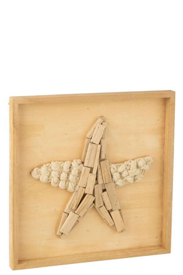 WALL DECORATION STAR FISH WOOD NATURAL