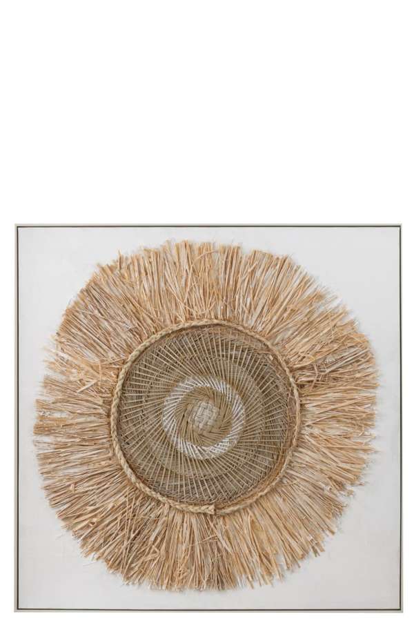 WALL DECORATION IBIZA CIRCLE CANVAS/PAINT CREAM/WHITE LARGE