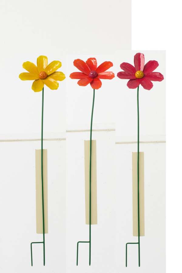FLOWER METAL MULTI SCOLORED ASSORTMENT OF 3