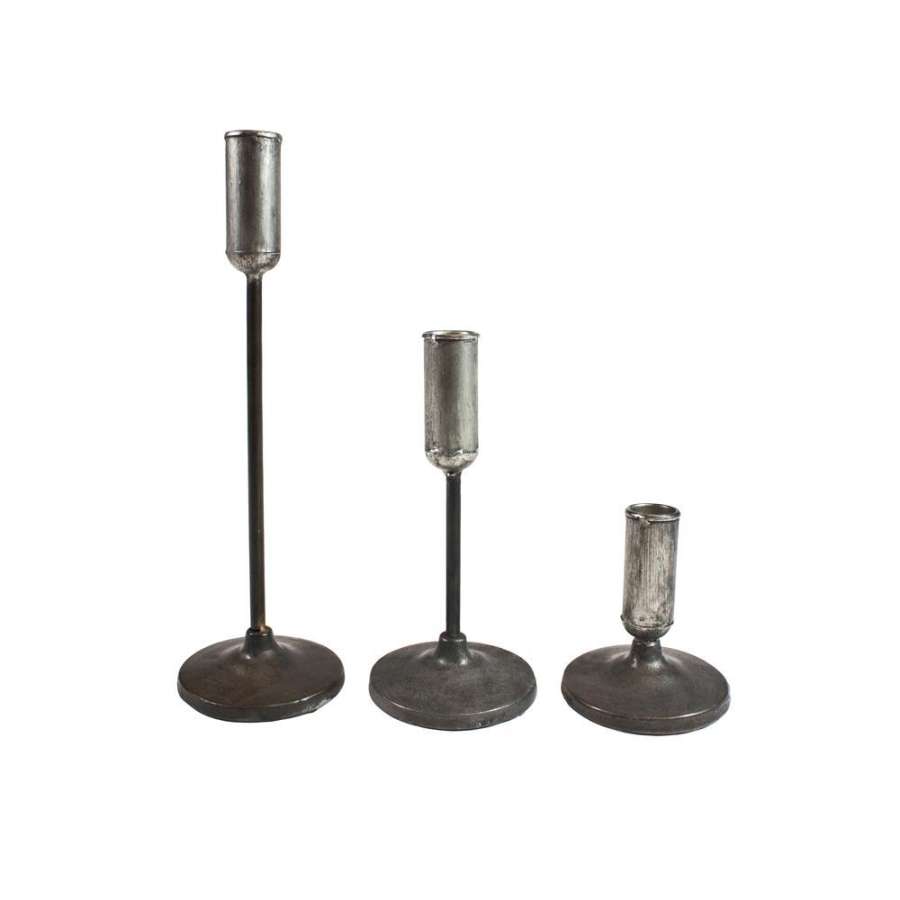 Lysestake Metall Sølv Med. 20Cm