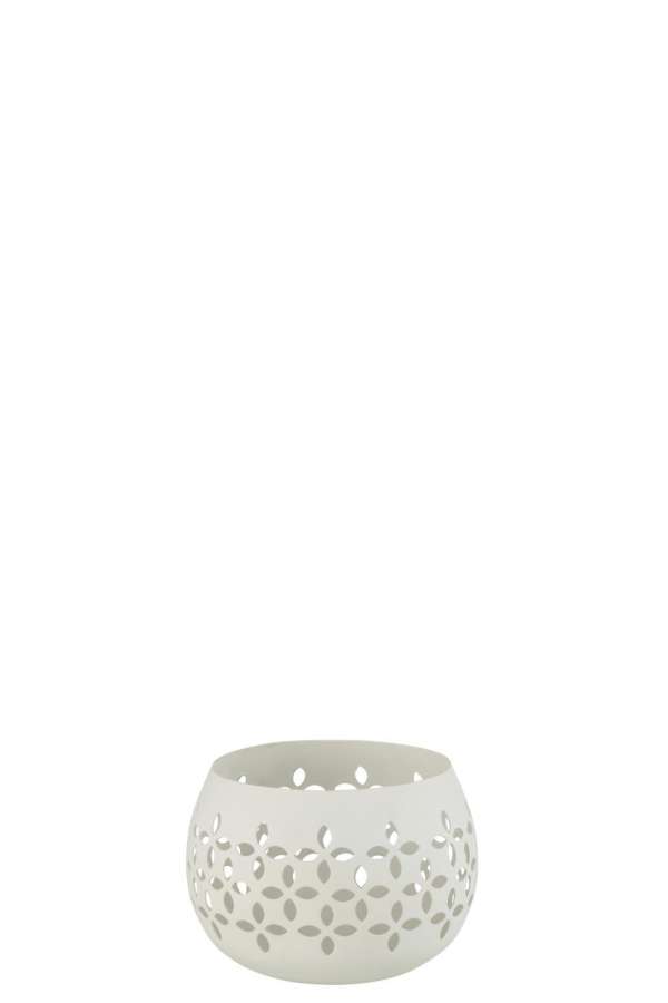 TEALIGHT HOLDER PERFORATED IRON WHITE