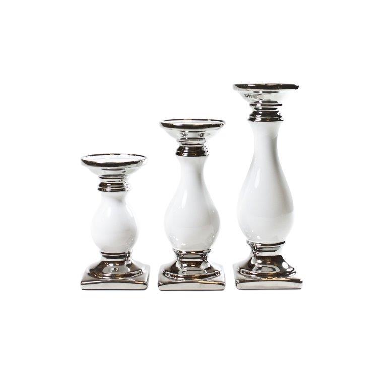 Kubbestake Hvit/Sølv Stor 27Cm