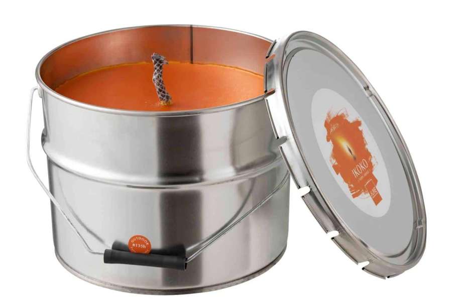 OUTDOORS CANDLE PAINT IKOKO POT METAL/WAX ORANGE LARGE 135H