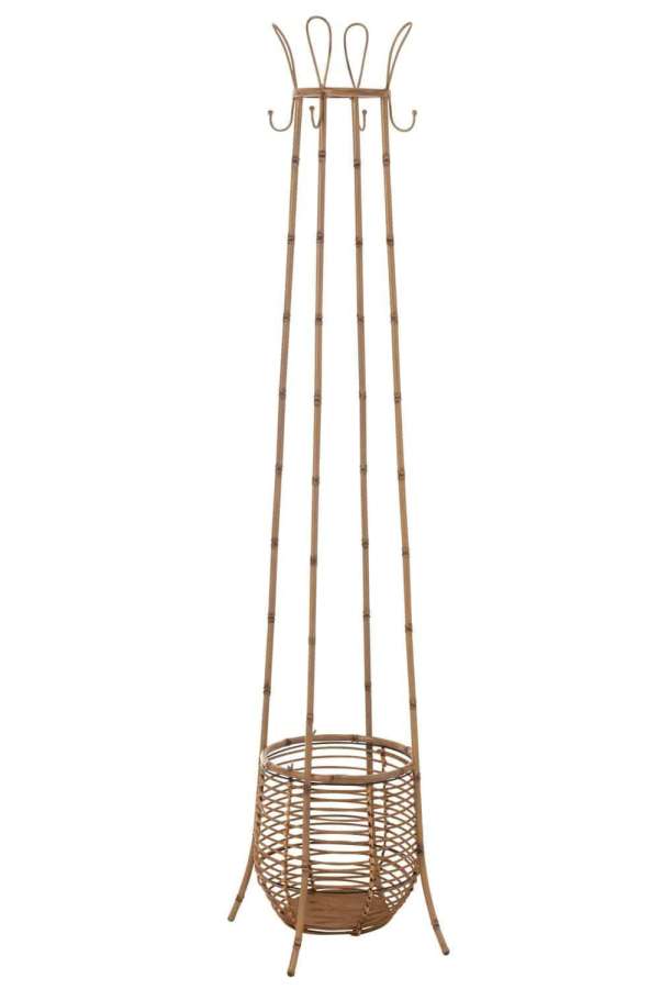 COAT RACK STANDING WITH BASKET RATTAN/METAL NATURAL