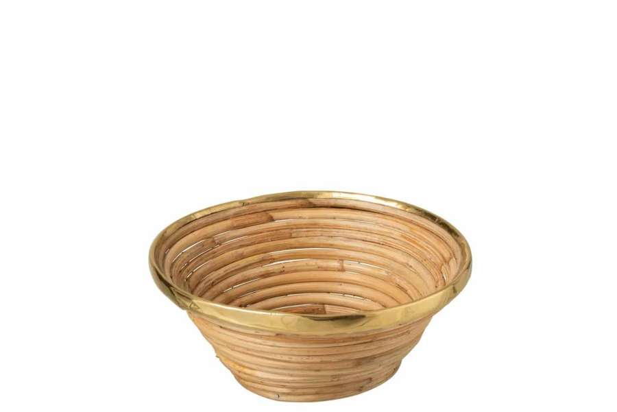 BASKET GOLD BORDER RATTAN NATURAL