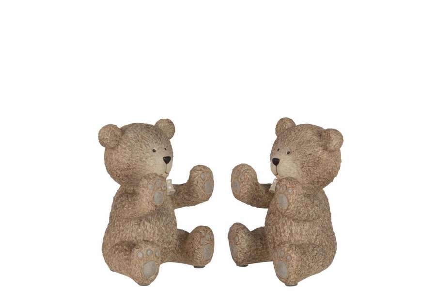 SET 2 BOOKEND TEDDY POLY LIGHT BROWN