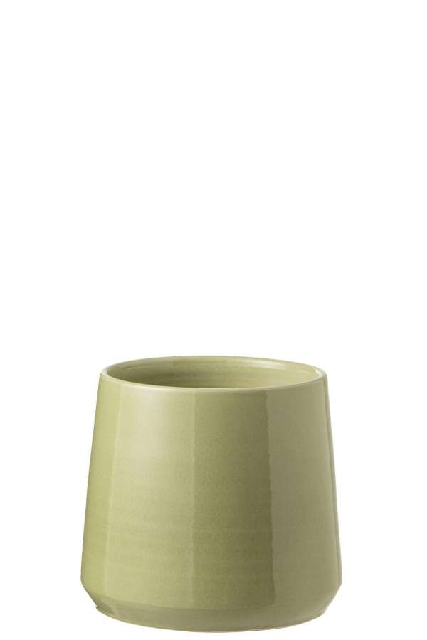FLOWERPOT ROUND CERAMIC GREEN MEDIUM