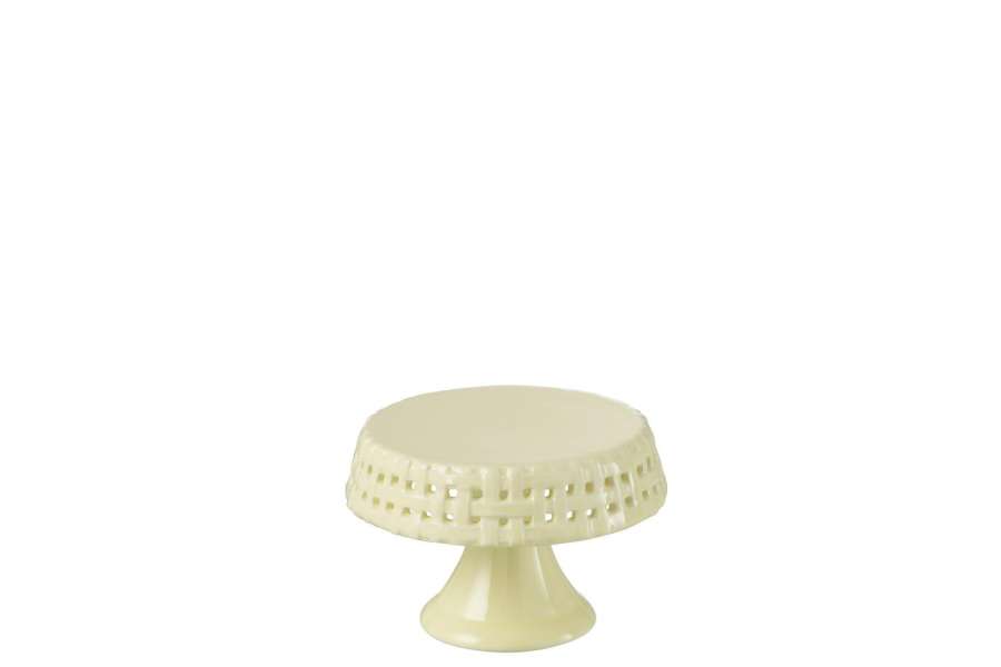 CAKE PLATE CERAMIC YELLOW SMALL