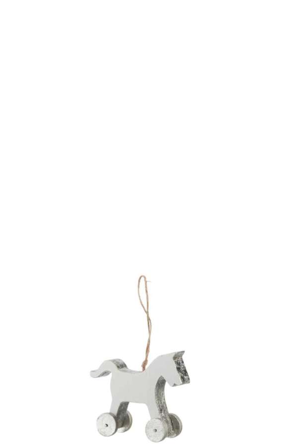HANGER HORSE WOOD WHITE/SILVER