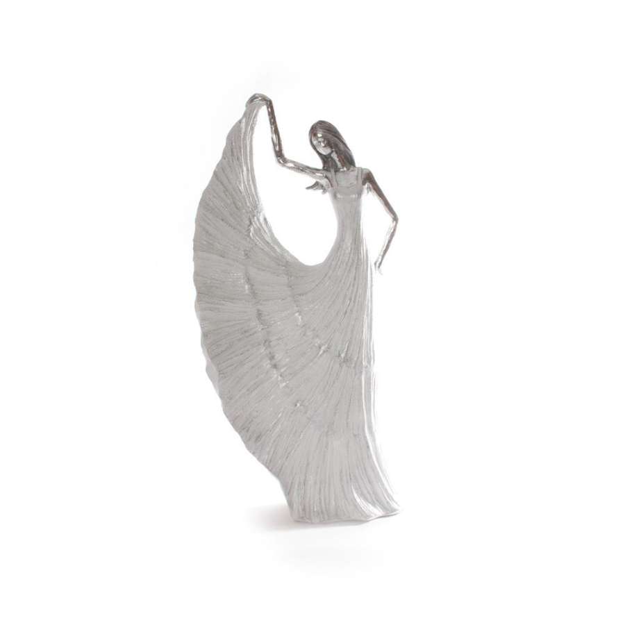 Figur Danser Hvit/Sølv 24X11X49Cm