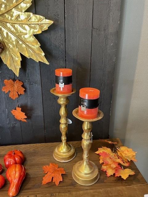 Lysestake Metall Gull Stor 12X12X33Cm