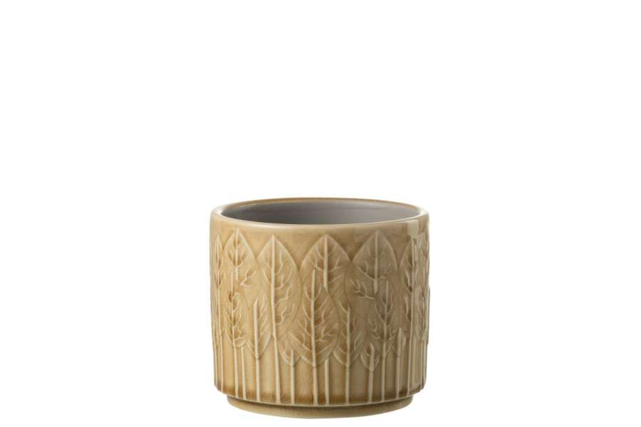 FLOWERPOT LEAF CERAMIC BEIGE SMALL