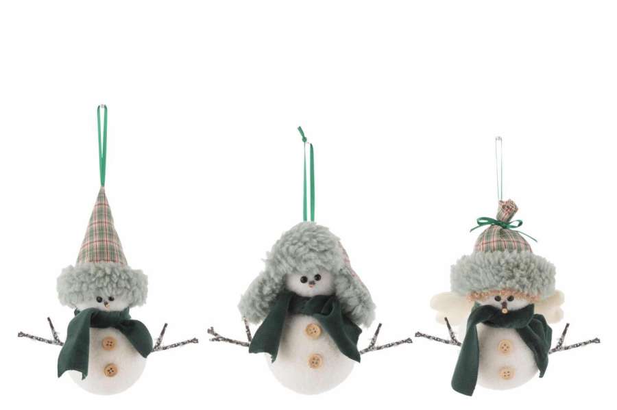 HANGER SANTA CLAUS+HAT POLYFOAM WHITE/GREEN ASSORTMENT OF 3