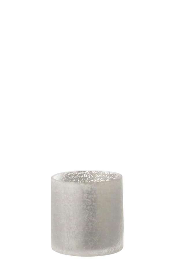 HURRICANE CYLINDER CRAQUELURE GLASS GREY SMALL