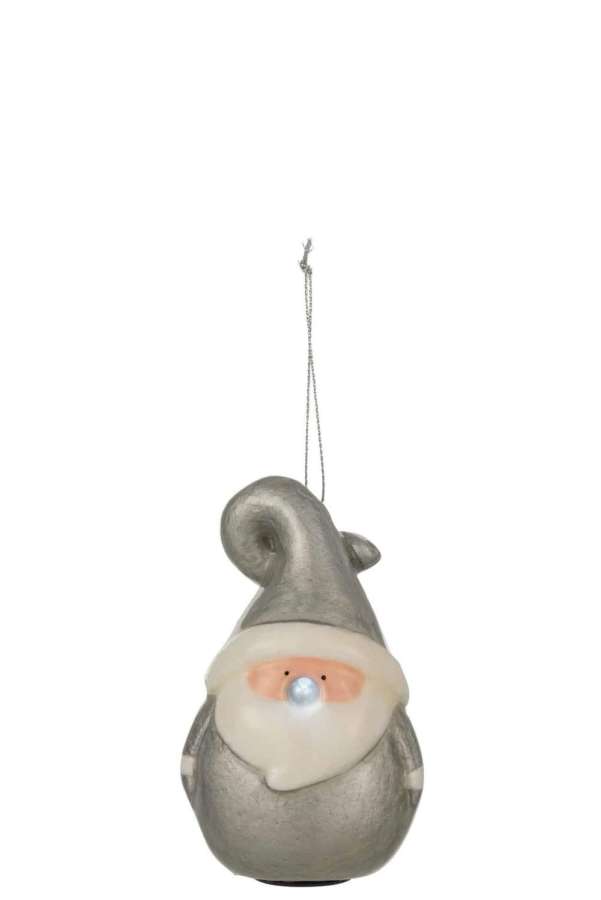 HANGER SANTA SPARKLING NOSE POLY SILVER SMALL