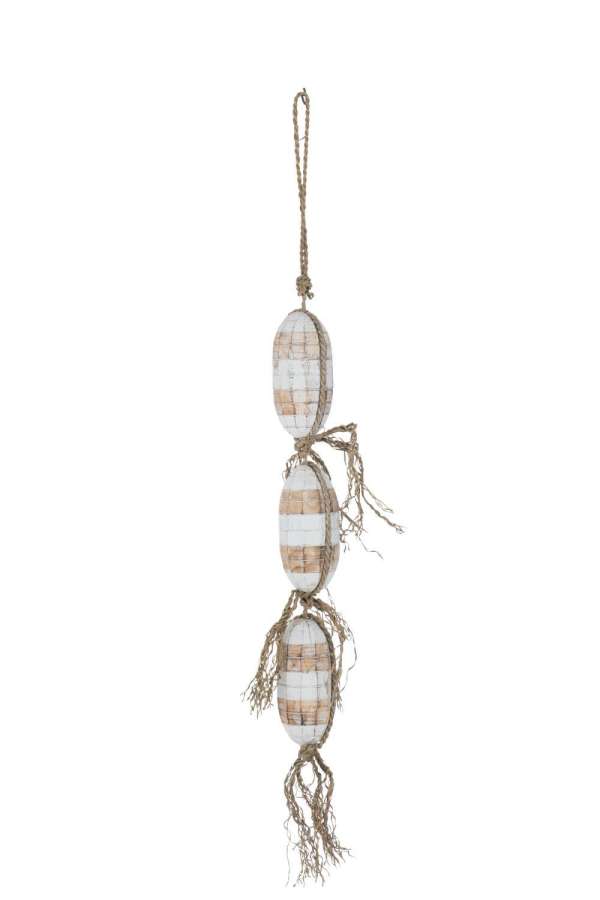 HANGER BUOYS 3 ALBASIA WOOD/ROPE WHITE/NATURAL