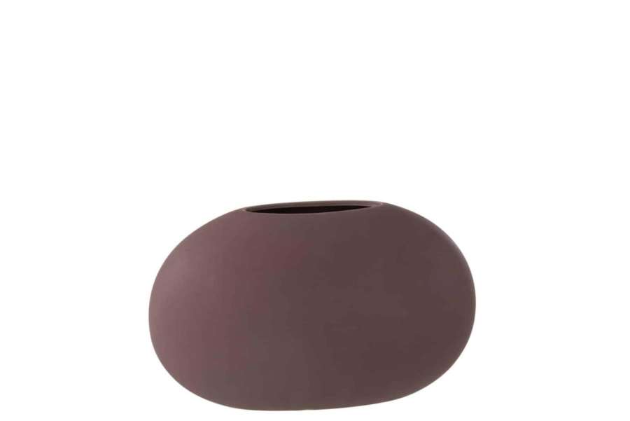 VASE OVAL FLAT CERAMIC DARK PURPLE