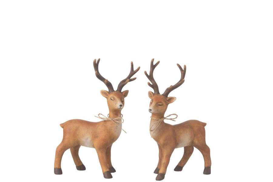 DEER JUTE KNOT PORCELAIN BROWN SMALL ASSORTMENT OF 2