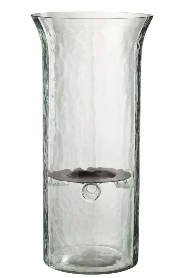 CANDLEHOLDER PLATE BLURRED GLASS TRANSPARENT LARGE