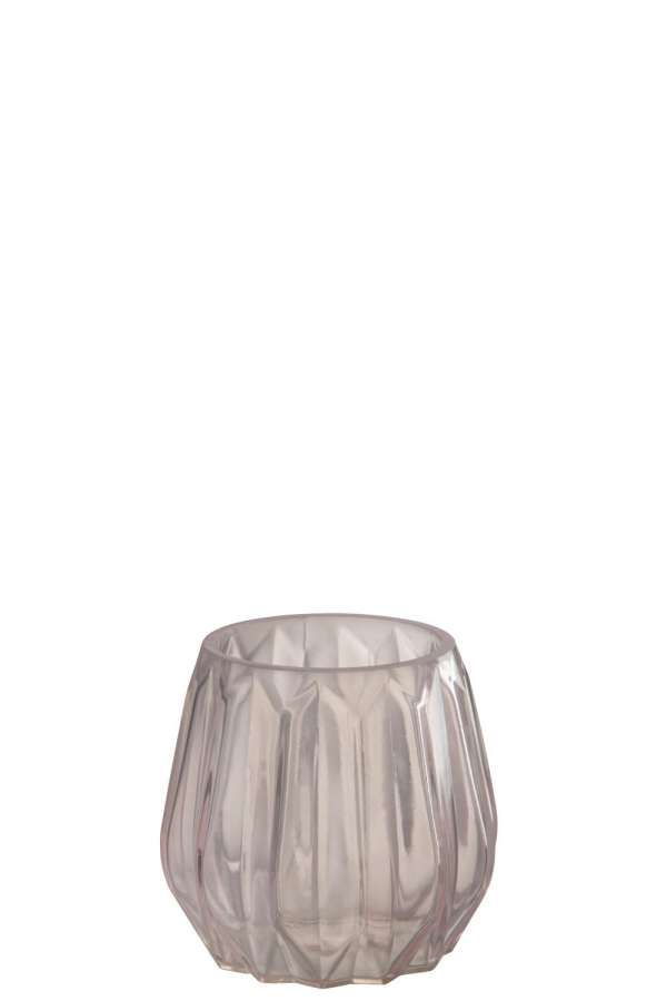 TEA-LIGHT HOLDER ANNA GLASS LIGHT PINK