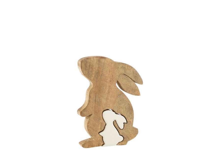 RABBIT PROFILE SILH MANGO WOOD WHITE/NATURAL SMALL