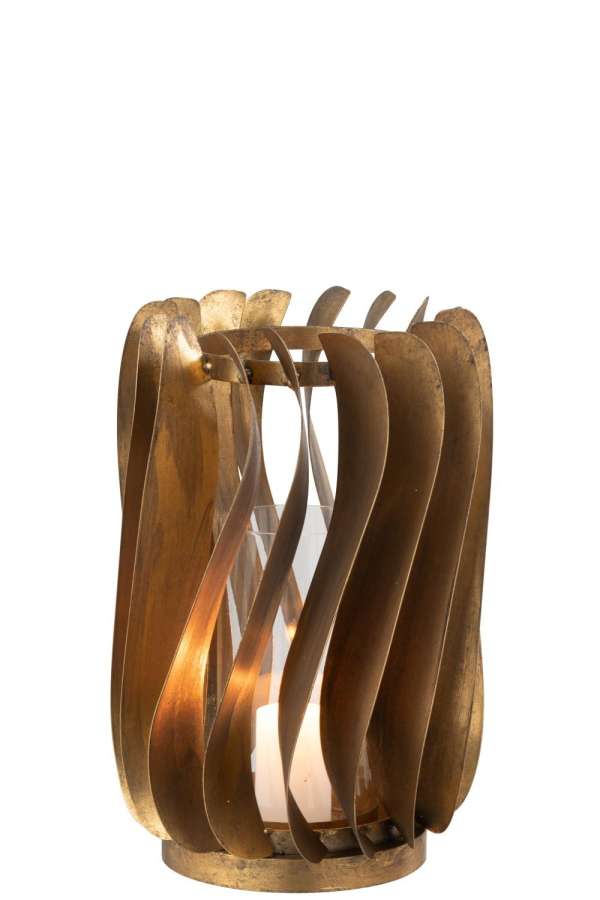 CANDLEHOLDER TINA IRON/GLASS GOLD