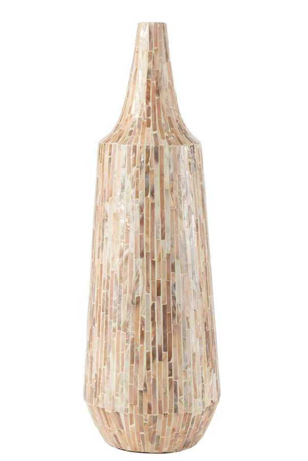 VASE NUYE BOTTLE SHELLS/PAPER BEIGE