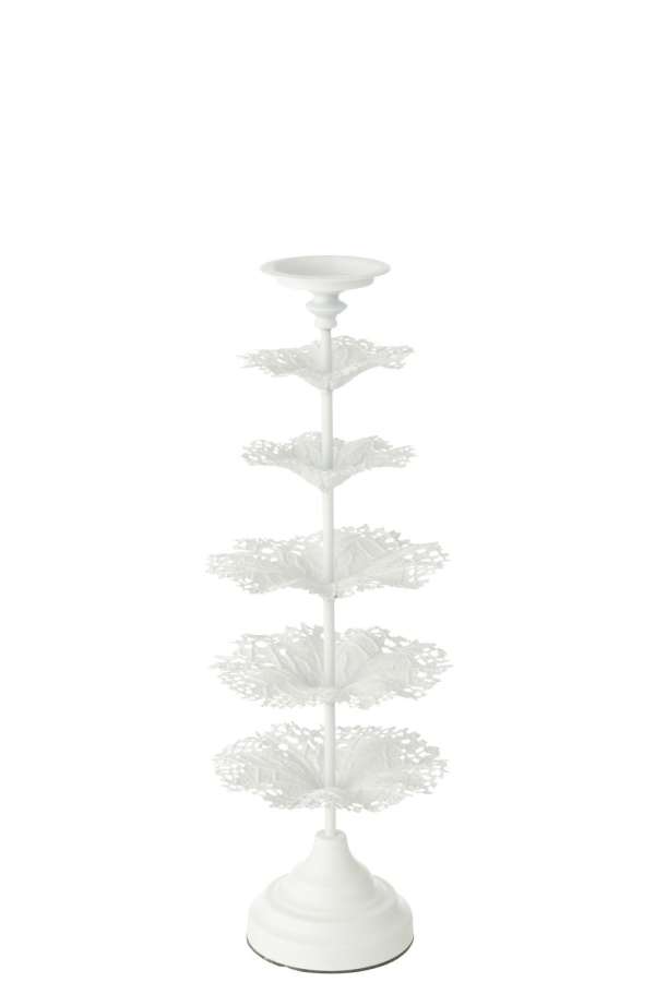CANDLE HOLDER TREE METAL WHITE SMALL
