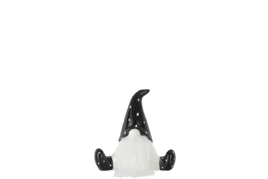 SANTA SITTING CERAMIC BLACK/WHITE SMALL