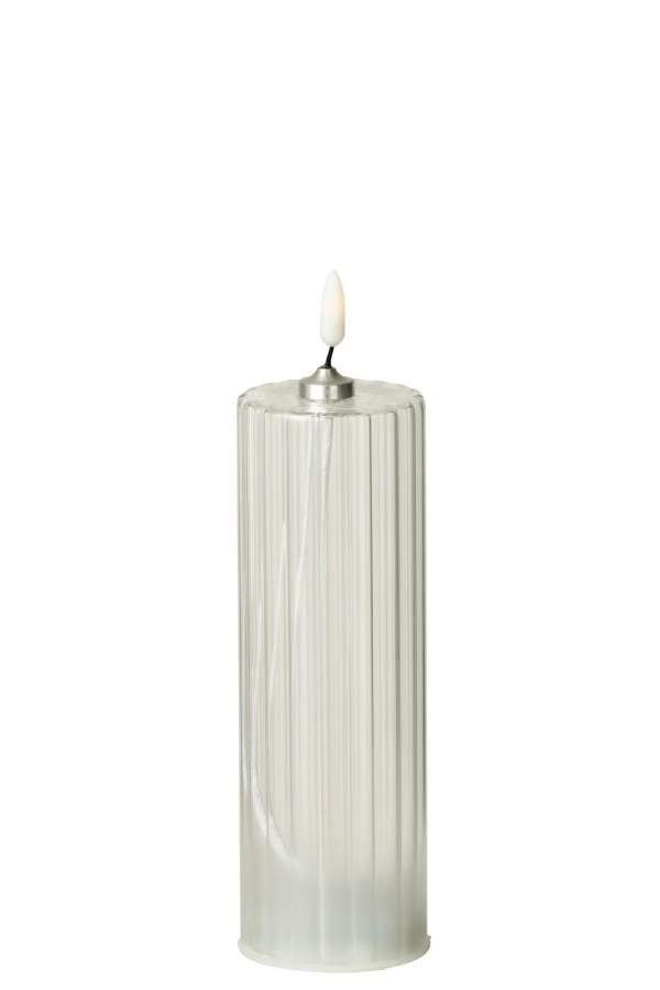 LED CANDLE STRIPES GLASS TRANSPARENT LARGE