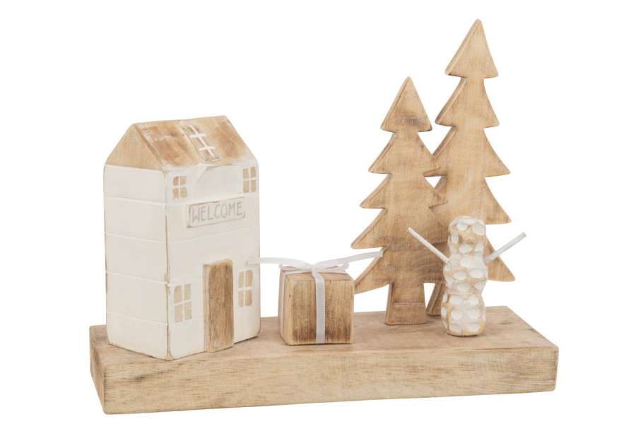 DECORATION HOUSE PRESENT TREE WOOD WHITE